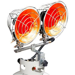 Avenger FBDTP30 Infra-Red Tank Top Outdoor Heater for Use with Propane Gas Tanks for Camping, Patios, and More, Double Burner, 30,000 BTU, Silver