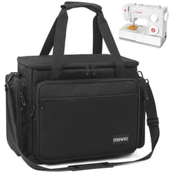 ITHWIU Sewing Machine Carrying Case with Multiple Side Zipper Storage Pockets for Accessories, Universal Tote Storage Bag Compatible with Most Standard Singer, Brother, Janome, Black
