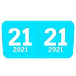 Doctor Stuff - 21 Year Labels, Col'R'Tab/Tabbies Compatible Series, Light Blue Stickers, 500/Roll, 1 Roll, 3/4