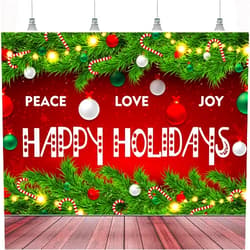 BECKTEN Happy Holidays Celebrate Backdrop Banner Peace Love Joy Happy Holidays Wall Hanging Decor Red Glittering Xmas Winter Holiday Party Photo Photography Prop Booth Background 70.9x47.2in-BECKTEN