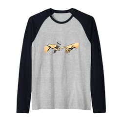 Creation of Adam Michelangelo Presenter Host Creation of Adam Michelangelo Microphone Moderator Art Raglan Baseball Tee