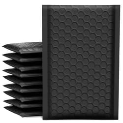 UCGOU Bubble Mailers 4x8 Inch Black 50 Pack Poly Padded Envelopes Small Business Mailing Packages Opaque Self Seal Adhesive Waterproof Boutique Shipping Bags for Jewelry Makeup Supplies #000