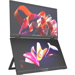 MarsMyth Dual Portable Monitor, Full HD (1920 x 1080) Monitor, Portable Dual Monitor for Laptop, VESA, Mini HDMI x2, USB C x2, LowBlue Mode, Adaptive Sync, HDMI/USB C Plug & Play, Black