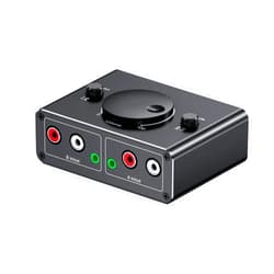 GIRKING Bi-Directional 3.5mm RCA Stereo Audio Switcher, 2 Input 1 Output / 1 Input 2 Output Audio Splitter Switcher with Mute Button for Headphones, Speaker etc.…