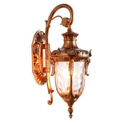 LONEDRUID Outdoor Wall Light Fixtures Bronze 16.93”H Exterior Wall Lantern Waterproof Sconce Porch Lights Wall Mount with Hammered Glass Shade for House