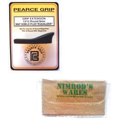 Nimrod's Wares Pearce Grip Extension Compatible with S&W M&P 9 Shield Plus 9mm 13/15 Rd PG-SP13 Bundle with Microfiber Cloth
