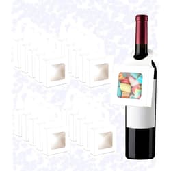 Dudnbt 30 PCS Kraft Paper Wine Bottle Box with Window 3.5 x 3.5 x 1.2 Inches for Gifts Empty Wine Bottles for Decoration Bottle Hanger Favor Box for holding Candy Truffles Chocolate Cookies (White)