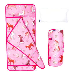 Wildkin Day2Day Kids Nap Mat – Ideal for Daycare, School, Sleepover & Travel - Wild Horses