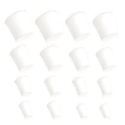Medsuo16pcs Solid Rubber Stoppers, Laboratory Rubber Plug, Tapered Hole Bung for Pipe Tank Bottle Sealing, 8 Different Sizes (White)