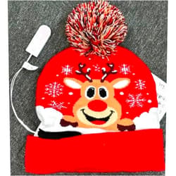 Giggling Getup 2 Pcs Unisex Light Up Christmas Hat with Pom Poms, Snowman Beanies Xmas Hats for Adults Kids, Warm Knit Hats for Christmas Party Gifts