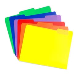 Blue Summit Supplies Plastic File Folders, 1/3 Cut Tab, Heavy Duty Multi Colored Poly Folders, Letter Size, 30 Pack