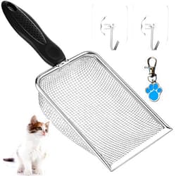 itPlus Cat Litter Scoop, Stainless Steel Cats Sturdy Mesh Scooper Kitty Litter Scoop Long Handle Scooper Shovel Sifter for All Litter Types Metal Cat Scooper for Litter Box