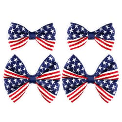 Miroksh 4 Pcs Girls American Flag Hair Bow Clips Patriotic Red White and Blue Stars Stripes Alligator Hair Pins Barrette July Fourth Independence Memorial Day Outfit Decor Accessories Gift