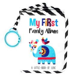 Urban Kiddy™ Baby's My First Family Album | Soft Photo Cloth Book Gift Set for Newborn Toddler & Kids (Elephant)