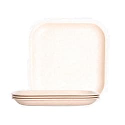 Eha Set of 4 Earth-Friendly Snack Plate | 8 inch |Snacks Serving Plates Made with Bamboo Fibers & Rice Husk Fiber | Microwave Safe Plates |Plates for Hot & Cold Servings (Pack of 4,Sand Castle)