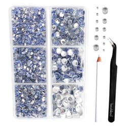 BEADSLAND Hotfix Rhinestones, 4000 PCS Clear Rhinestones for Clothes Crafts Mixed 6 Sizes with Wax Pencil and Tweezers Kit, SS6-SS30, Crystal