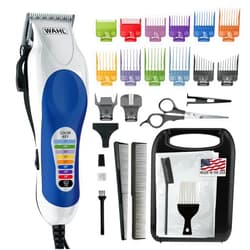 Wahl Clipper USA Color Pro Complete Haircutting Kit with Easy Color Coded Guide Combs - Corded Clipper for Hair Clipping & Grooming Men, Women, & Children - Model 79300-1001M