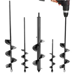 MAZING Auger Drill Bit for Planting, 4Pcs Garden Ground Earth Spiral Drill Bits, Heavy Duty Bulb Planter Tool for Post Hole Digger Plant Flower Bedding Digging, Fit for 3/8