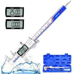 LOUISWARE Digital Caliper Measuring Tool, IP54 Waterproof Electronic Digital Micrometer Caliper, Stainlee Steel Vernier Caliper with Large LCD Screen, Inch Metric Conversion, 6 Inch for Household/DIY