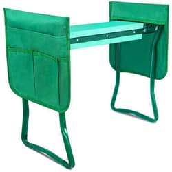 iPower Garden Kneeler and Seat Foldable Kneeling Bench with Sturdy Soft EVA Foam Pad for Outdoor, Fishing, Camping, 2 Tool Pouches Included, Green