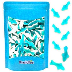 Fruidles Blue Shark Gummi Candy, Assorted Fruit Flavors Gummies, Allergy Friendly, Non-GMO, No Artificial Sweeteners Gummy (8oz Bag)