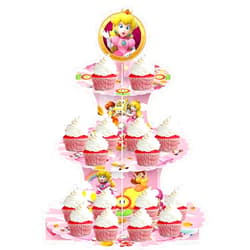 SHONHONG 3 Tier Princess Peach Cupcake Stand,Princess Theme Party Birthday Supplies