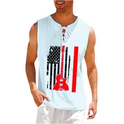 Generic t shirts with american flag mens solid tank top army green muscle shirt camo workout top baggy gym shirts for men