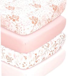 The Peanutshell 4-Pack Fitted Crib Sheet Set - Super Soft & Breathable Baby Girl Crib Sheets, Nursery Decor, Fit for Standard Mattress Cover- Whimsical Floral