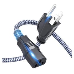 Goalfish Power Cord, Goalfish 3 Prong AC Power Cable 6.6FT(2m) Nylon Braided Replacement 3 Pin Power Cord UL Certified for Computer, TV, Monitor, Printer, PC, Projector, Power Supply Cable