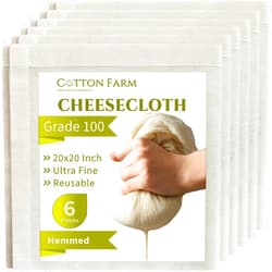 COTTON FARM FROM MEDITERRANEAN Cotton Farm Hemmed Cheese Cloths, Grade 100, 20x20 inch, Precut, Ready to Use, Muslin Cheesecloth for Straining and Cooking, 100% Unbleached Cotton, Ultra Fine and Dense, Reusable, Washable