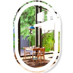 MEIOUKA 20 x 33 Inch Oval Lighted Vanity Mirror with Lights Oval LED Mirror for Bathroom Wall Mounted Oval Light up Mirror Dimmable 3 Color Light Oval Mirror Anti Fog 33