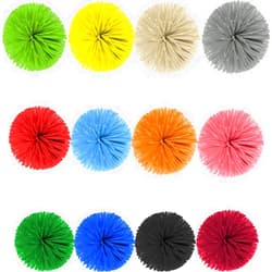 JALCH Packs of 12 Monkey Stringy Balls Soft Rainbow Pom Pom Balls Sensory Fidget Stringy Balls Bouncy Stress Balls Fidget Toy , Diameter：8CM ， Weight 40g.