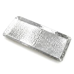 Nexyetnov Nexvetnov Hammered Stainless Steel Decorative Tray, Silver, 1 Pack