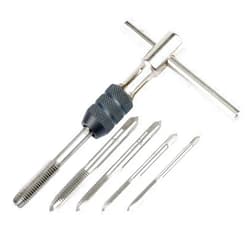 YAKAMOZ Ratchet T-Handle Tap Holder Wrench with 5Pcs Metric M3 M4 M5 M6 M8 Machine Screw Taps Set T Type Thread Tapping Tool