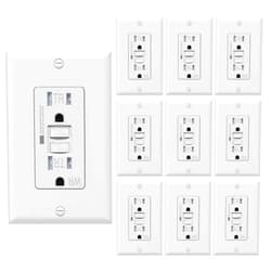 WEBANG [10 Pack] WEBANG Self-Test GFCI Outlets, Tamper-Resistant and Weather-Resistant, GFCI Receptacle with LED Indicator, Decorative Wall Plates and Screws Included, 15 Amp/125 Volt, UL Listed, White