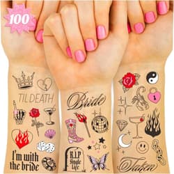 xo, Fetti Realistic Bachelorette Temporary Tattoos - 100 Foil Styles | Bachelorette Party Decoration, Bridesmaid Favor, Bride to Be Gift + Bridal Shower Supplies