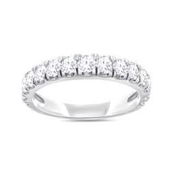 AFFY 1 Carat (ctw) Half Eternity Style Ring, Lab Grown Diamond Wedding Band Ring For Women In 14k Gold Over 925 Sterling Silver Jewelry Gifts For Her (1 Ct)