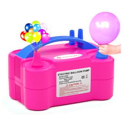 IDAODAN Electric Balloon Pump, Only 3 Seconds Quick Fill Air, Portable Dual Nozzle Rose Red 110V 600W Blower Air Balloon Pump & Inflator for Party Birthday Wedding Decoration