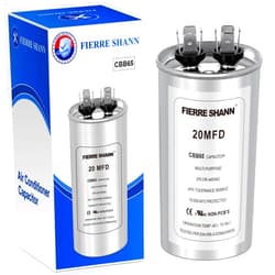 Fierre Shann 20 uF/MFD Capacitor for AC, 370 or 440 VAC CBB65 Dual Run Round Capacitors for AC Motor Run, Fan Start, Condenser Straight Cool, Heat Pump, Air Conditioner, and Pool Pump