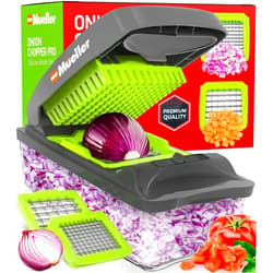 Mueller Pro Series Vegetable Chopper, 30% Heavier Duty Vegetable Slicer, Onion Chopper with Container - Strong Food Chopper, Slicer Dicer Cutter, Great For Salsa, Cooking Gadgets