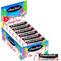 ChapStick Bulk Lip Balm, Candy Cane, 12-Pack – Fresh & Minty Lip Moisturizer, Stocking Stuffer, 0.15 Oz Ea