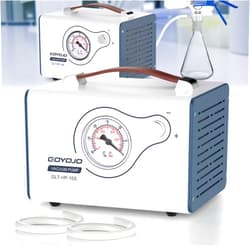 GOYOJO Oilless Vacuum Pump, 15L/Min With Dual Pressure, Lab Liquid Vacuum Filtration Fractionation, Adjustment Flow Portable Quiet Diaphragm Pressure Pump Equipped 2 Rubber Hoses, For Silicone Mold And Epoxy