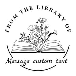Teryiaco Flower Book Stamps | Custom Library Stamps | Personalized Teacher Stamps | Self-Inking Wood Handle Stamps