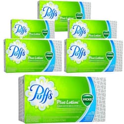 FIAHNG Puffs Plus Vicks Lotion 2-Ply Facial Tissues, (Pack of 6 Box), Vicks Ultra Soft Tissues (88 Tissues per Box) With Laiby Sticker