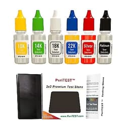 PuriTEST 6 Gold Testing Acid Jewelry Test Kit and Scratch Stone Detect Check Metals LOT