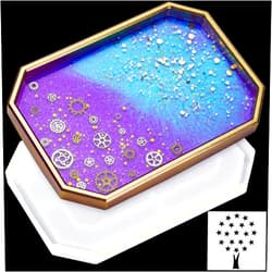 NiArt Large Octagon Shape Serving Tray Epoxy Resin DIY Casting Silicone Mold, Beveled Edge Rectangle Tabletop Rolling Plate Jewelry Holder Agate Art Craft Home Decor Office Ornaments Gifts Accessories