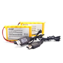 Lunggwey (2-Pack) 7.2V 1000mAh Ni-Cd Rechargeable Battery Pack with SM-2P Plug, USB Charge Cable, Compatible with Old Version Huina 1550 550 RC Excavator, Fisca TR-211, RC Truck, RC Climbing Vehicle