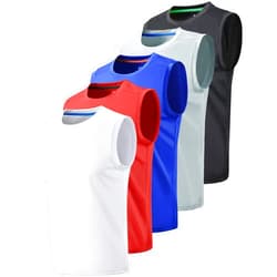 Liberty Imports Pack of 5 Men's Stretch Cool Dry Muscle Tank Tops Athletic Crewneck Sleeveless Workout Shirts
