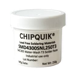 Chip Quik SMD4300SNL250T3 Solder Paste in jar 250g (T3) SAC305 Water Washable
