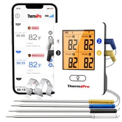 ThermoPro TP25 650FT Wireless Meat Thermometer with 4 Probes, Bluetooth Meat Thermometer for Cooking, BBQ Oven Food Smoker Thermometer Rechargeable